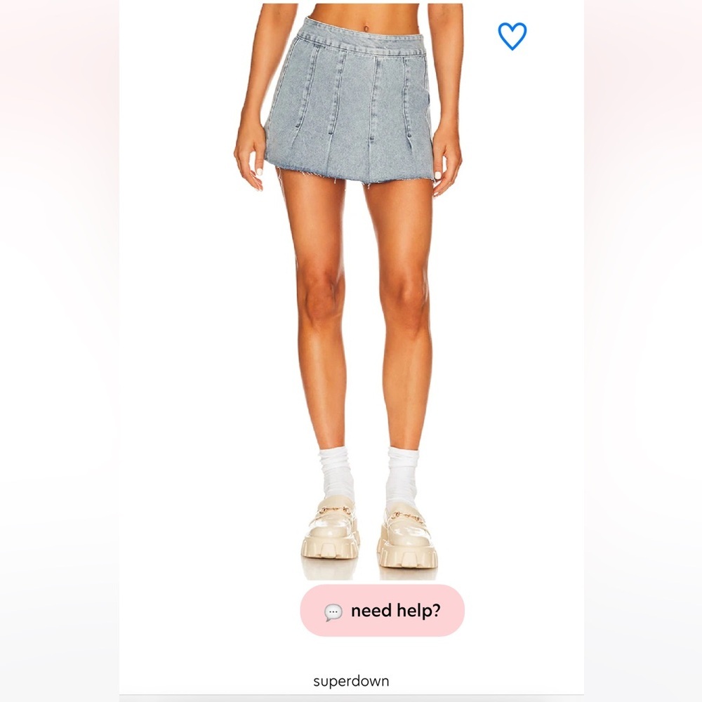 Superdown Thalia pleated denim mini skirt in light blue wash